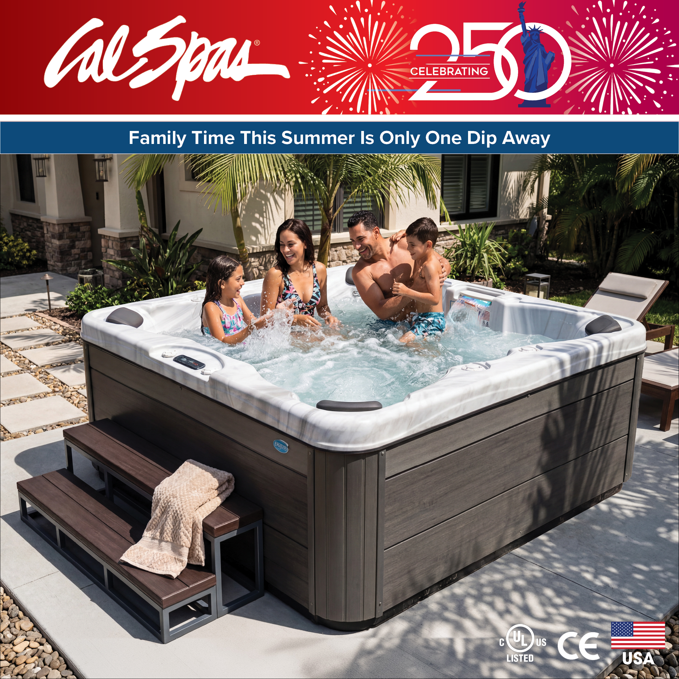 Calspas hot tub being used in a family setting - Baytown